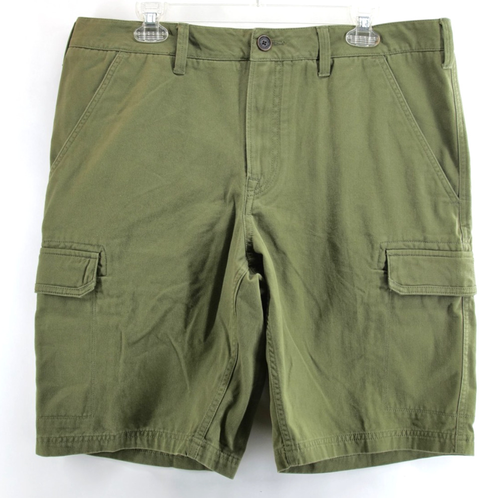 Timberland Men's Size 38W 11" Relaxed Fit Olive Green Cotton Cargo Shorts NWT